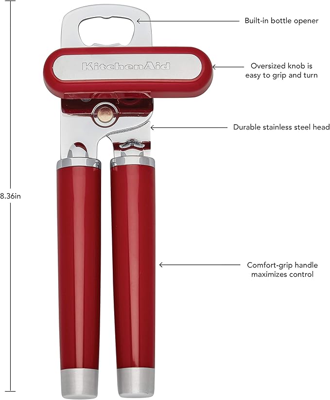 KitchenAid KO199OHERA Gourmet Multifunction Can Opener, One Size, Matte Red