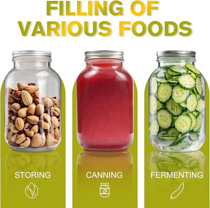 Glass Mason Jars, 4 Pack 8oz Clear Small Canning Jars with Lids for Sealing, Ideal for Food Storage, Snacks, Candies, Jam, Honey, Wedding Favors, Premium Spices & Bathroom Vanity Decor