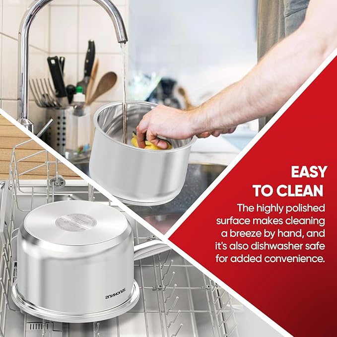 SUNHOUSE – 3 Quarts Stainless Steel Sauce Pan with Lid - PFOA-FREE, Stainless Steel Sauce Pan, Advanced Impact Bonding Induction Base, Stay-Cool Handle, Compatible with All Cooktops
