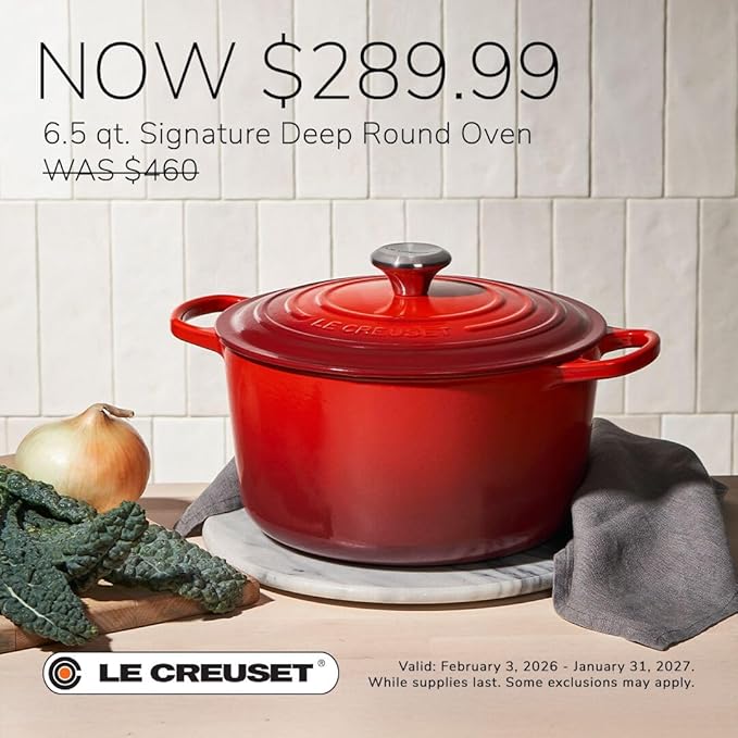Le Creuset Enameled Cast Iron Signature Deep Round Oven, 6.5 qt., White