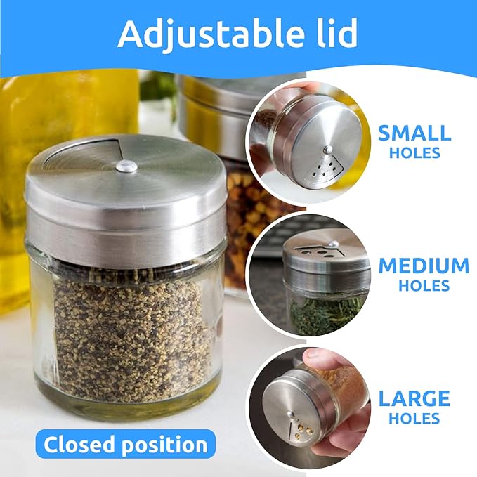4-Pack 1.5oz Glass Spice Seasonings Shaker With Adjustable Lid
