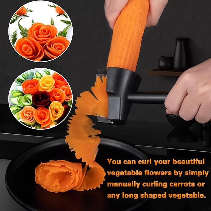 Carrot Peeler 2 Pcs Carrot Curler Black Carrot Spiral Shred Slicer Root Vegetables Fruits Slicer Sharpener Garnishing Tool