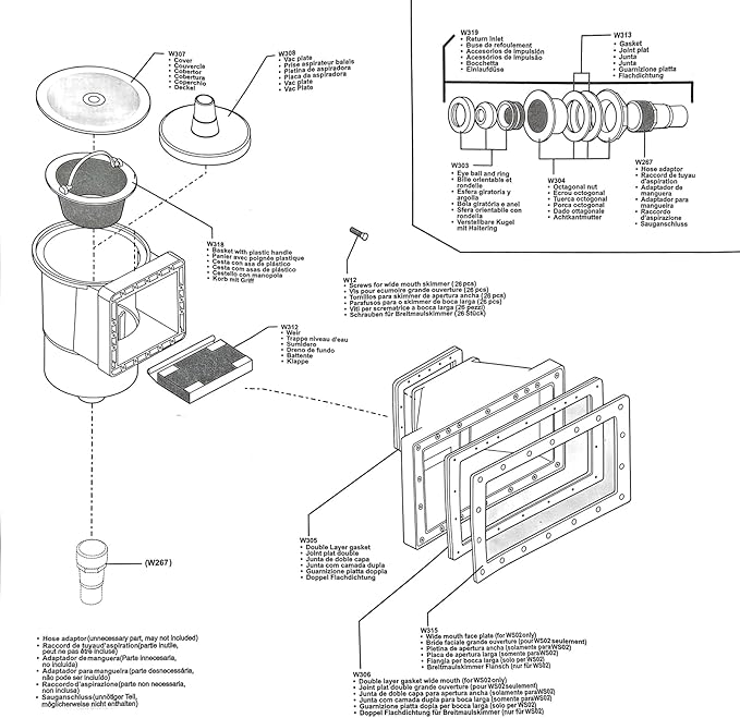 Wide Mouth Above Ground Pool Skimmer Kit Through Wall Skimmer Pool Kit