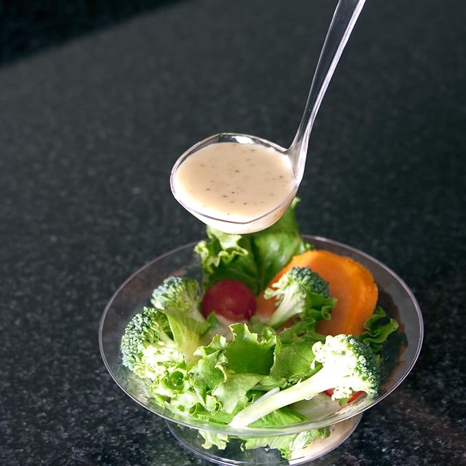 Party Essentials Plastic 2-Ounce Salad Dressing/Serving Ladle, 4-Count, Black