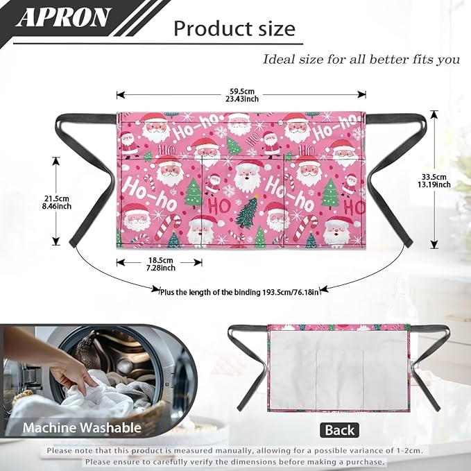 Server Waitress Waist Apron with 3 Pockets, Short Aprons for Servers,Waiter Apron For Waiter Accessories