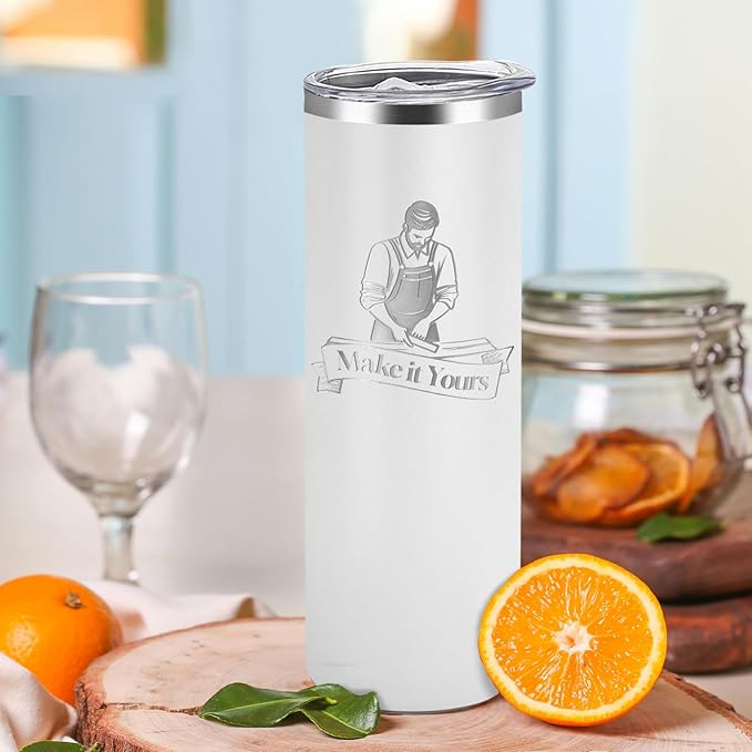 YOUKE OLA 16 Pack Stainless Steel Skinny Tumblers Bulk Straight Double Wall Powder Coated Insulated Tumbler with Lid and Straw for Laser Engrave, DIY Gift, 20oz White
