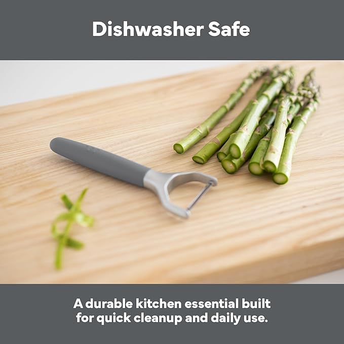 Misen Stainless Steel Vegetable Peeler - Dishwasher Safe Y Peeler - Easy to Use with Potatoes, Cabbage, Carrots, and More - Progessional Grade Kitchen Tool - Gray