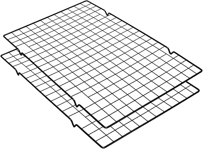VNIMTI Cooling Rack 2 Sets, Cookie Cooling Wire Racks for Cooking, Baking, Roasting, Grilling, Drying, Oven Safe Grill Rack, 16" * 10" Large Squares Grids