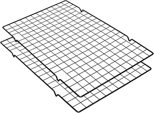 VNIMTI Cooling Rack 2 Sets, Cookie Cooling Wire Racks for Cooking, Baking, Roasting, Grilling, Drying, Oven Safe Grill Rack, 16" * 10" Large Squares Grids