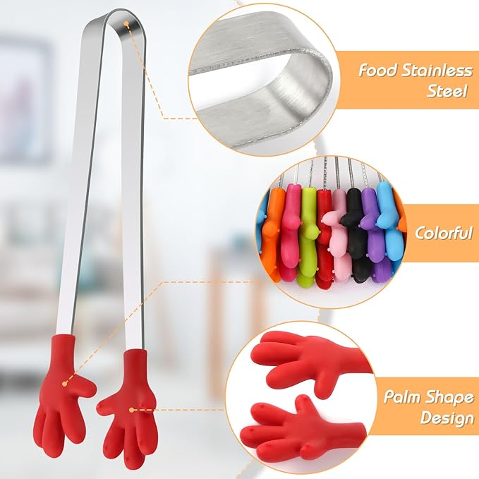 Shindel Small Tongs, 5.1" Mini Metal Tongs for Serving Food, Cute Kitchen Tool for Candy, Snacks, Chips, Cookies, Appetizers, Fruit, Pickles & Ice Cubes, Great for Party, Buffet & Dessert Table