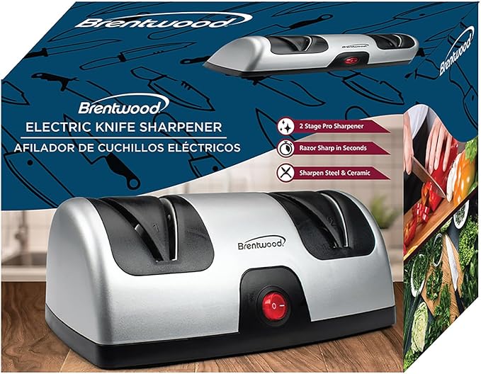 Brentwood TS-1001 2-Stage Electric Knife Sharpener, 9.80in. x 7.20in. x 4.80in.