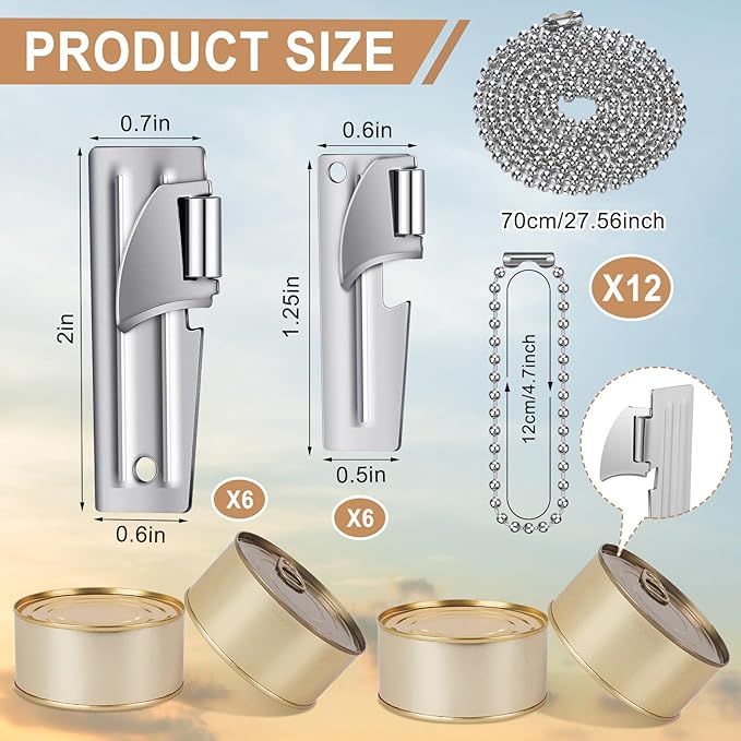 12 Packs P-38 and P-51 Military Can Openers with Key Rings Stainless Steel Army Camping Can Openers Military Manual Portable for Kitchen Travel Camping Survival Outdoor