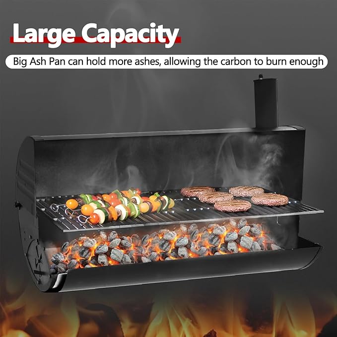 Criditpid 27 Inch Ash Pan Drip Pan Ashpan for Char Griller 2121, 2828, 2929, 1224, 2727, 2222, 1324 Charcoal Grill Parts, 27" Charcoal Tray Grill Pan Replacement Parts with 2pcs Fire Grate Hanger