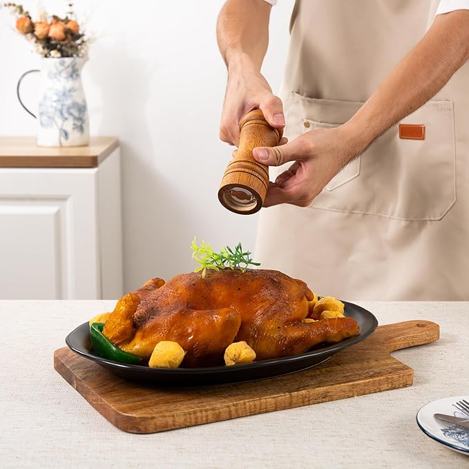 Ceramic Serving Platter, 13.7 Inch Large Oval Serving Trays, Dinner Plates, Serving Dish Set for Dessert Appetizers Meat/Entertaining/Party, Set of 2, Matte Black