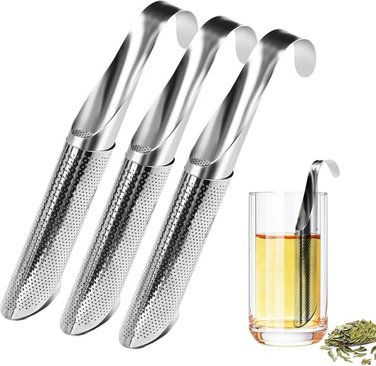 3 Pack Tea Infuser, Tea Strainer with Extra Fine Mesh for Loose Tea Leaf, Long Handle Stainless Steel Tea Strainer for Leaf Tea, Coffee, Spices, Seasonings