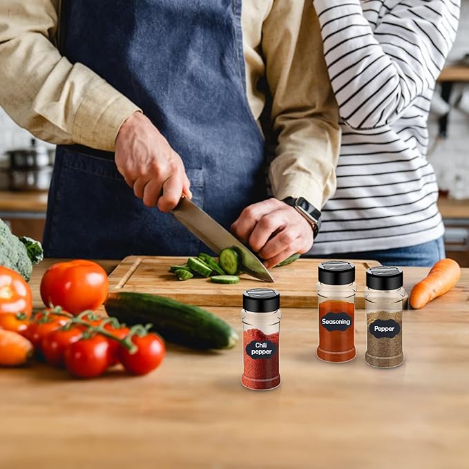 Ysglory 36 Pack 3 Oz Plastic Spice Jars Bottles Empty Seasoning Bottles Containers Small Clear Spice Shaker and Stickers with Black Cap for Storing Spices, Salt, Herbs
