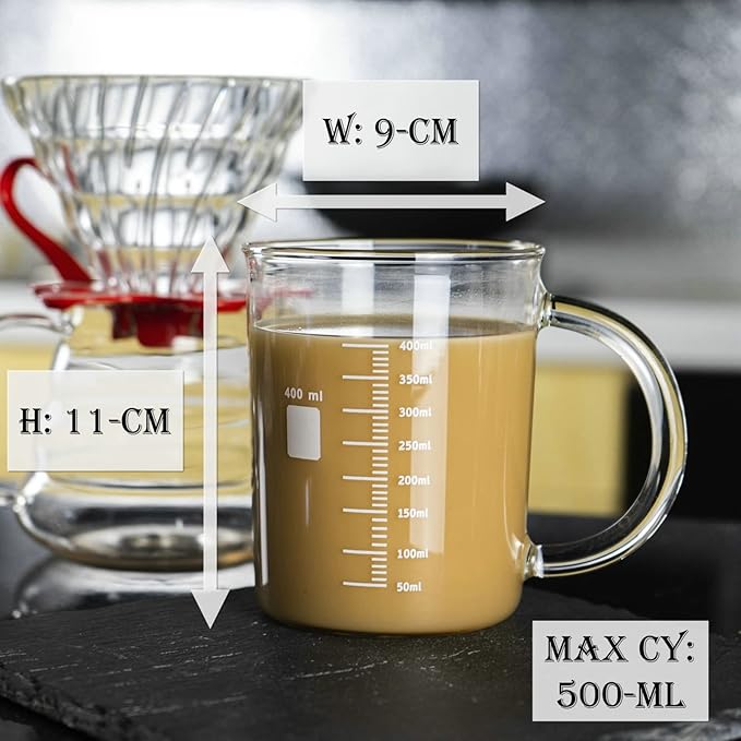 GLASKEY Caffeine Beaker Mug,16 oz Anti-Dripping Borosilicate Caffeine Mug,Cool Coffee Mugs with Handle,Chemistry Mug,Novelty Chemistry Science Teacher Gifts for Women Men