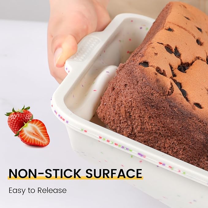 Vinino 8 x 8 Inch Silicone Square Brownie Cake Pan with Metal Reinforced Frame, Nonstick Silicone Brownie Pans BPA Free Suitable for Making Cakes, Brownies, Bread