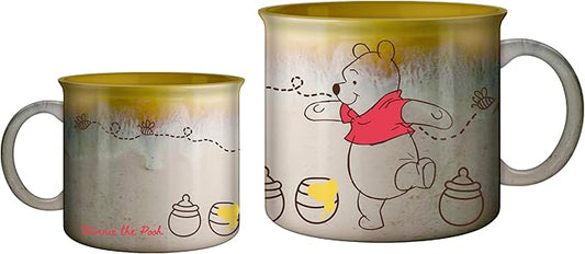 Silver Buffalo Disney Winnie the Pooh Bees and Honey Reactive Glaze Ceramic Camper Mug, 20 Ounces