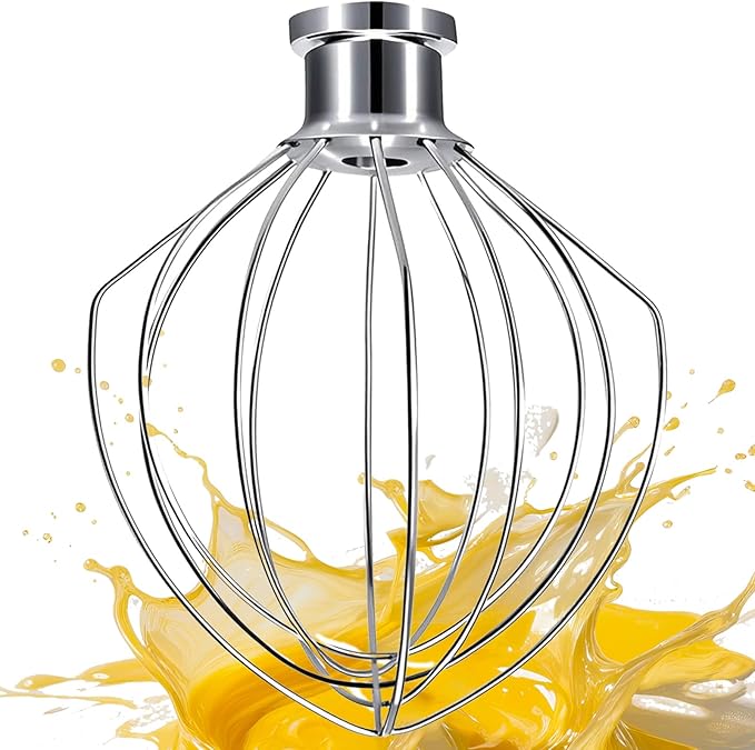 K45WW Whisk Attachment Fits KitchenAid, 6 Wire Whip for 4.5 5 Quart KitchenAid Tilt-Head Stand Mixer，Compatible with Kitchen Aid Accessories K45,K45SS,KSM75,KSM90,KSM110,KSM150, Handwash Only