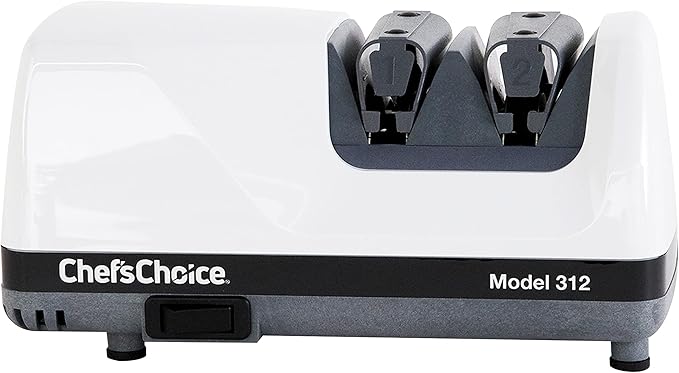 Chef'sChoice Professional Electric Knife Sharpeners UltraHone With 100-Percent Diamond Abrasives And Precision Angle Guides For 20-Degree Straight-Edge and Serrated Knives, 2-Stage, White