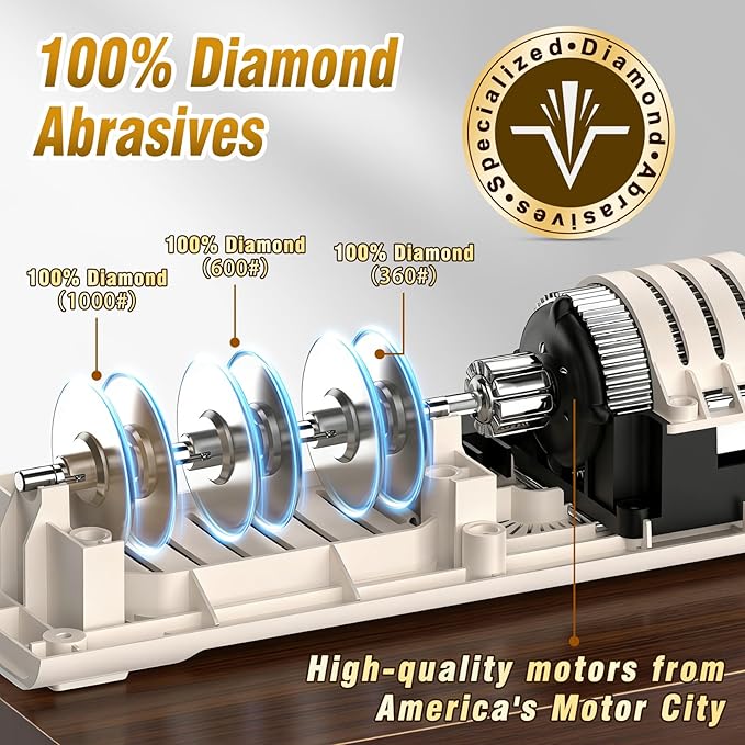 Professional Electric Knife Sharpener with 100% Diamond Abrasives, 3-Stage Precision Angle Guides, Champagne Gold, for Kitchen Straight Edge and Ceramic Knives