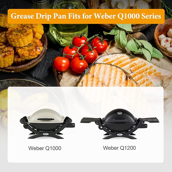LS'BABQ Grease Catch Pan Holder with 10 Pack Aluminum Foil Grill Drip Pan for Weber Q100 Q120 Q1000 Q1200 Series Gas Grill,BBQ Replacement Parts for Weber 80346/41887