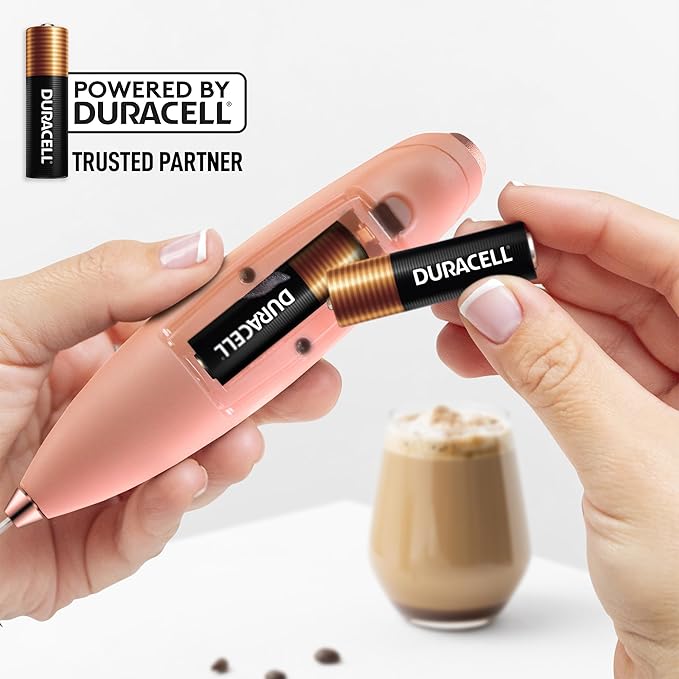 Zulay Kitchen Patented Tornado Triple Whisk Milk Frother with 4 Duracell Batteries – Handheld Foam Maker for Coffee, Lattes, Matcha & Hot Chocolate – Rich, Creamy Froth in Seconds