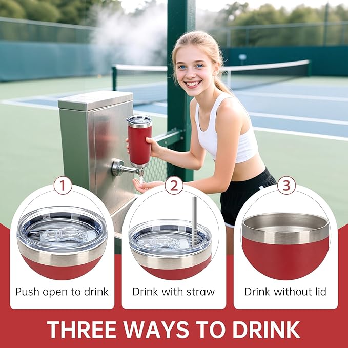 IEOVIEE 32 Pack, 20oz Stainless Steel Bulk Tumblers with Lids and Straws, Double Wall Insulated Travel Coffee Mug, Durable Powder Coated Tumbler Bulk Cup for Cold and Hot Drinks(Red)