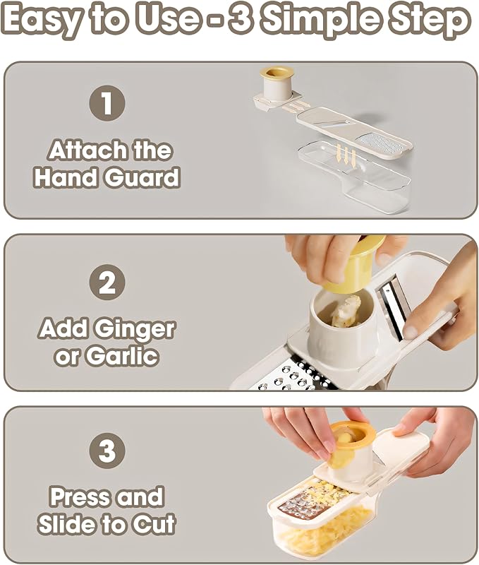 2-Pack 3 in 1 mini Ginger Garlic Grinder Super Thin, Multifunctional Mandoline slicer Grater with Hand Guard, Easy Grip Handheld Kitchen Tool, for Camping Cooking and Picnic (2pcs-green)