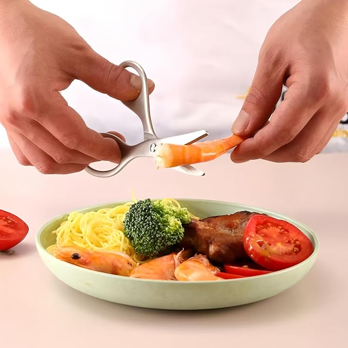 Baby Food Scissors Kitchen Shears, Stainless Steel Kitchen Scissors for Cutting Food, Noodles, Meat, Chicken, Veggies and Fruits