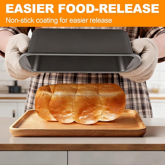 Non-Stick Loaf Pan with 50 Parchment Paper Liners, Premium Carbon Steel Bread Baking Mold for Homemade Bread, Toast, Pound Cake, Meatloaf, BPA Free, Dishwasher Safe, 10x5, 2-PACK