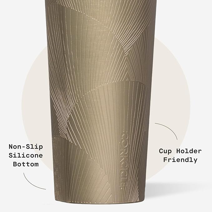 Corkcicle Cold Cup Insulated Tumbler with Straw - Keeps Drinks Cold for 12 Hours - Triple-Insulated Stainless Steel - Leak-Resistant Lid - Summer Drinkware Gift - 24 oz - Champagne Dreams