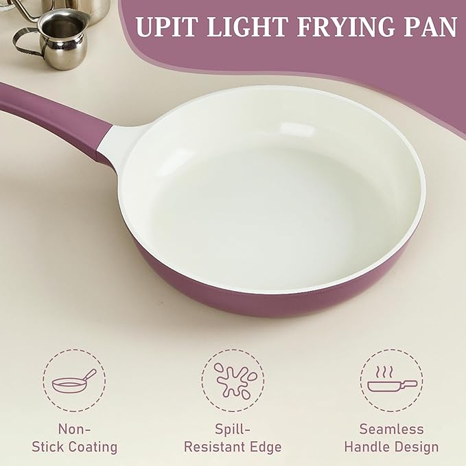 UPIT Non Stick Ceramic Wok Pan Skillet | Scratch-Resistant PFOA & PFOS Free Non Toxic Wok for Cooking | Compatible with Induction, Gas & Electric Stovetops (9.5 inch)