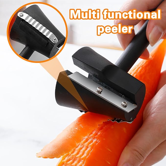 Carrot Peeler 2 Pcs Carrot Curler Black Carrot Spiral Shred Slicer Root Vegetables Fruits Slicer Sharpener Garnishing Tool