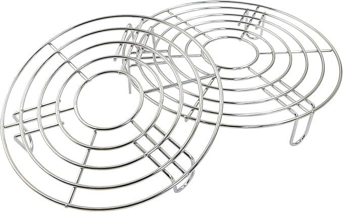 2PCS Round Cooling Racks Stainless Steel Steamer Rack Roasting Rack Cooking Grid Grill Rack Steaming Baking Rack Fits Air Fryer Stockpot Pressure Cooker Round Cake Pan Oven(8",6.89")
