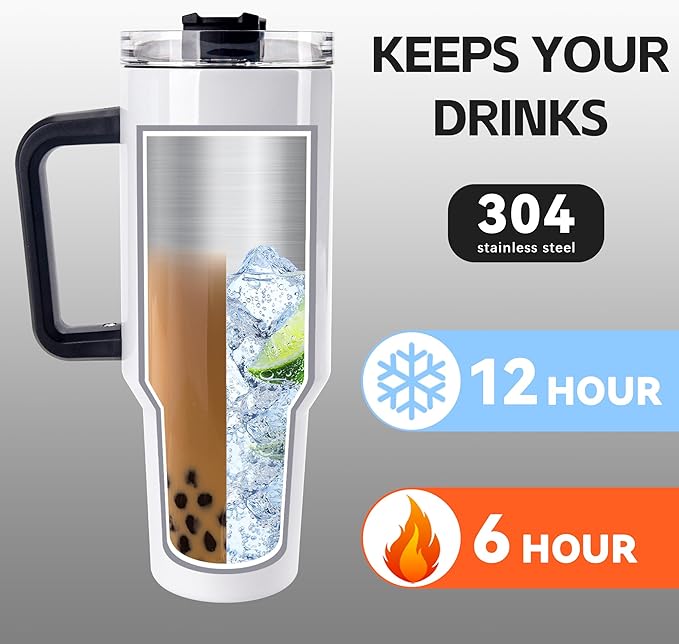 D·S 4 Pack Sublimation Tumblers 40 OZ with Handle Blank Insulated Large Tumbler Bulk, Coffee Travel Cups Stainless Steel Travel Mug for Diy Craft Heat Press Print