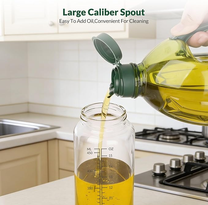 hotder Oil Bottles, Olive Oil Dispenser, Oil Dispenser Bottles, Oil Dispenser, Oil Dispenser Bottle for Kitchen, Glass Oil Bottle 500ml, Easy Refill & Cleaning Non-Drip Spout (450ML)