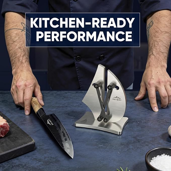 VN3 Professional Knife Sharpener | 3-Action Streamlined Sailboat Design for Effortless Knife Sharpening - The Ultimate Tool for Precision 11 to 21 Degree Angles (Upgrade Stainless Steel)