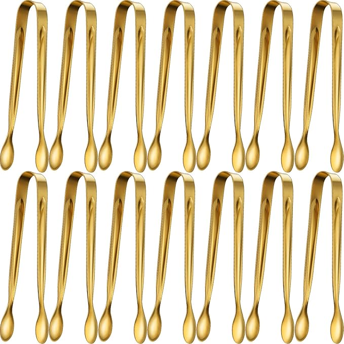 Gejoy 12 Pcs Ice Tongs Mini Sugar Tongs 4.3 Inch Stainless Steel Mini Tiny Serving Tong for Small Kitchen Appetizers Utensils Tea Party Coffee Bar Desserts Sugar Cube Salad Accessories