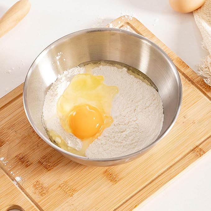 Stainless Steel Salad Bowls Set of 2 Mixing Bowl with Measurement Markings Snacks Bowls, 3.17 Quart Serving Bowls for Mixing, Cooking, Baking, Prepping and Home Kitchen Food Storage Bowls
