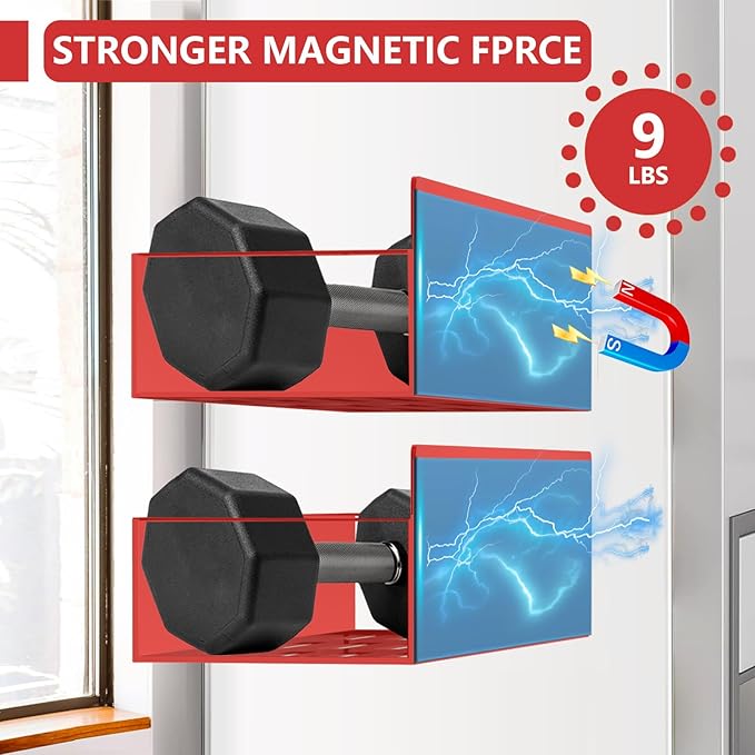 Magnetic Spice Rack Organizer for Fridge Seasoning Organizer for Kitchen storage with Screw Magnetic Shelf with Hook for Refrigerator and Oven (6pack-Red)