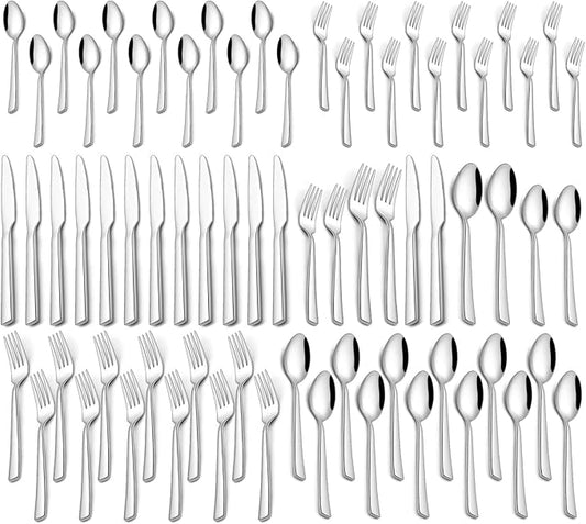 60 Piece Silverware Set For 12, Stainless Steel Flatware/Tableware Set Include Spoons/Forks/Knives, Yoehka Mirror Polished Cutlery Set For Home Kitchen Restaurant Hotel, Durable,Dishwasher Safe