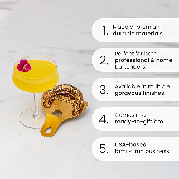 A Bar Above Hawthorne Strainer for Cocktails, Bar Strainer Cocktail, High-Density Spring, Mirrored Stainless Steel Finish, Drink Strainer, Cocktail Strainer for Boston Shakers & Mixing Glasses, 6 Pack