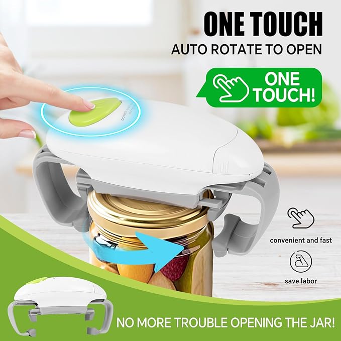 Automatic Jar Opener Suitable for The Elderly With Arthritis And People With Weak Hands， It Can Automatically Open Lids of Most Sizes With One Button， A Kitchen Gadget As A Gift