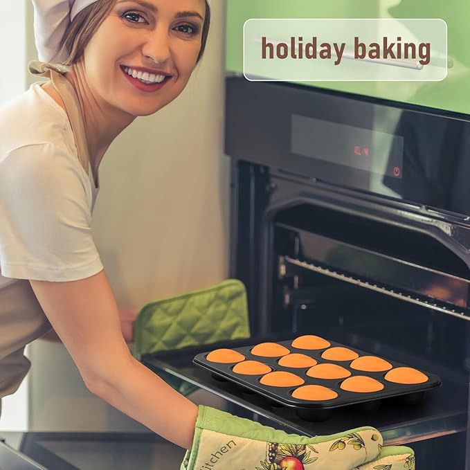 3 Pack Nonstick Muffin Pan Carbon Steel Cupcake Pan Muffin Tin Easy to Clean Tray Bakeware for Baking Cup Cake Cheesecake, 6, 12, and 24 Cup, Jumbo