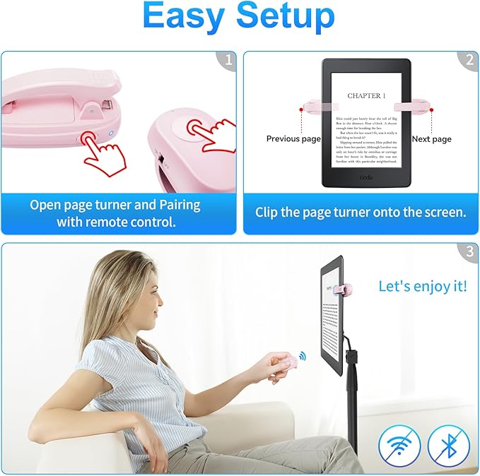(1 Clip) Kindle Page Turner Remote Control,Finger Ring Rechargeable Pad Ereader Amazon Kindle Button Clicker,Kindle Scroller Paperwhite Scribe Oasis Android Tablets Reading Accessories Gifts