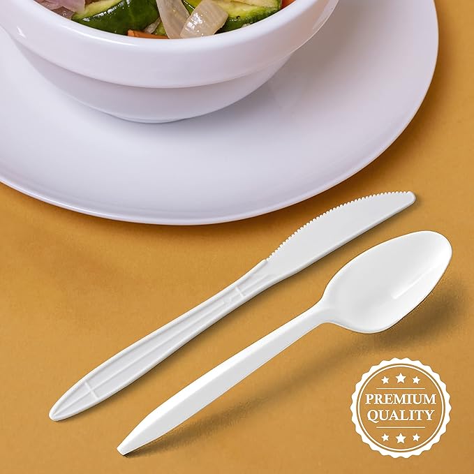 White Plastic Spoons 1000 Count - Medium Weight Disposable Plastic Spoons Bulk For Home, Parties, And Caterings. Premium Disposable Teaspoons