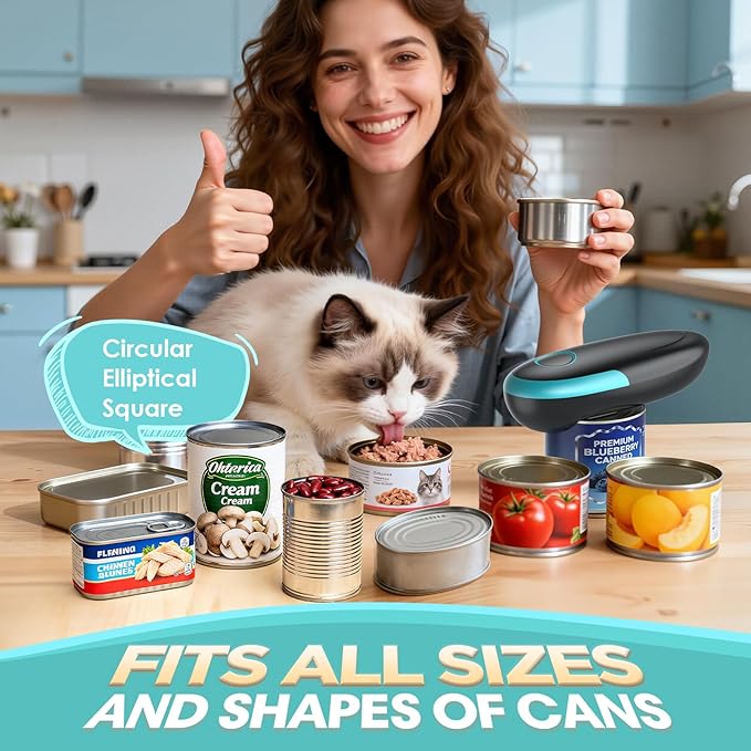 Electric Can Opener, One Touch Automatic Can Opener, Smooth Edge Food Safe Handheld Can Openers Electric for Kitchen, Kitchen Gadgets Battery Operated Can Opener