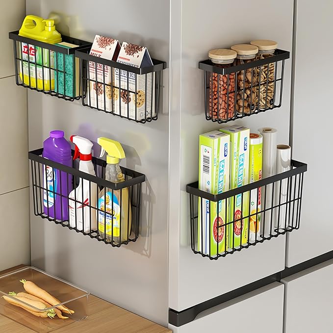 Kitchen Cabinet Door Storage Box,Self Adhesive Wall Mounted,Wardrobe/Bathroom/Refrigerator Small Items Organizer,Oil bottle/Seasoning storage (3 Piece)